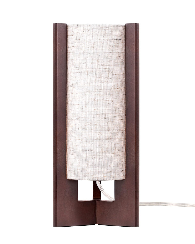 Wood Table Lamp, 13.5" Small Bedside Lamp, Rosewood, E26 Base