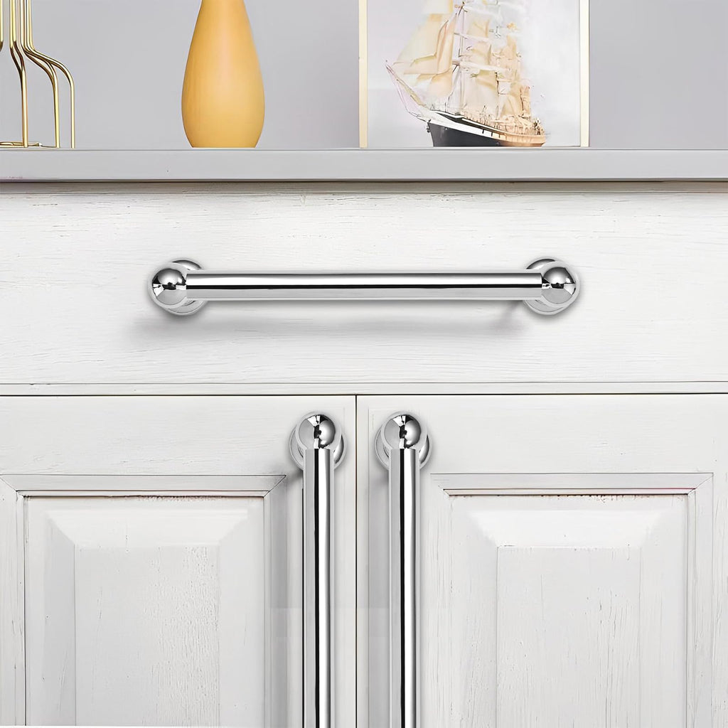 10 Pack 5 inch(128mm) Hole Center Vibrant Polished Chrome Cabinet Pulls Solid Heavy-Duty Kitchen Cabinet Hardware for