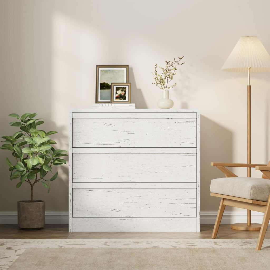 3, 30.5" Tall, Freestanding Vertical Drawer with Storage, Wooden Closet Chest Storage, White