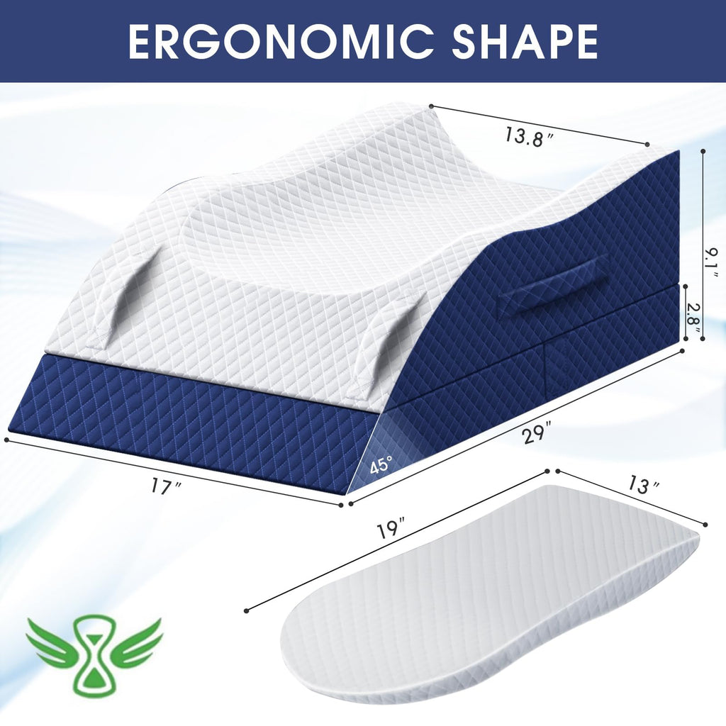 Leg Pillow, Elevation Pillows for Leg After Surgery, Blue & White