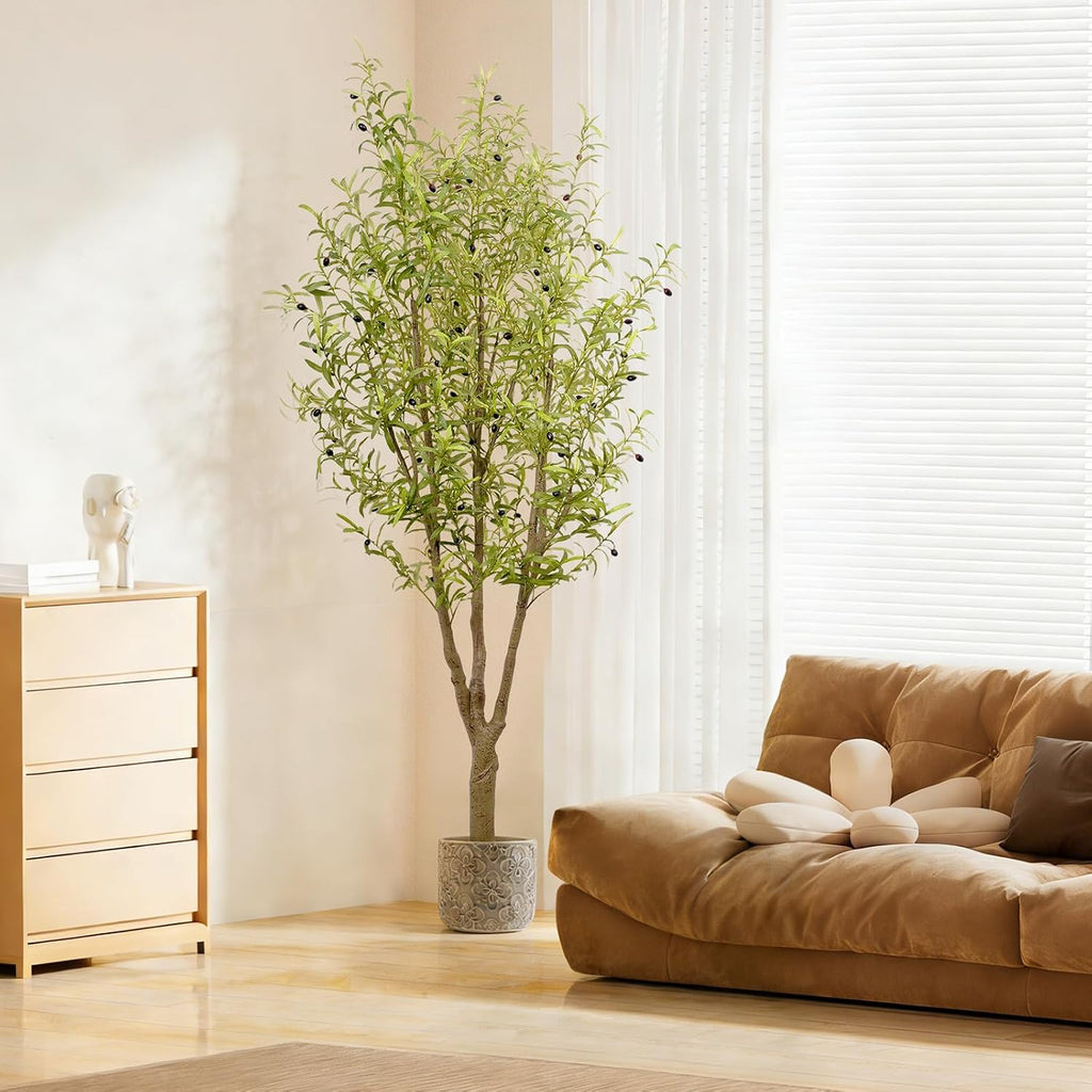 8FT Faux Olive Tree for Artificial Olive Tree Floor Plants Indoor Decor