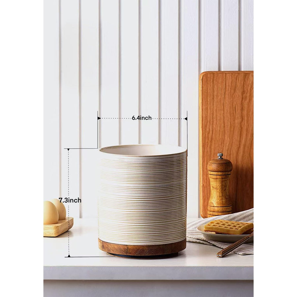 Utensil Holder, 360° Rotating Extra Large Ceramic Kitchen Utensil Holder for Countertop, 7.3" Cooking Utensil Crocks