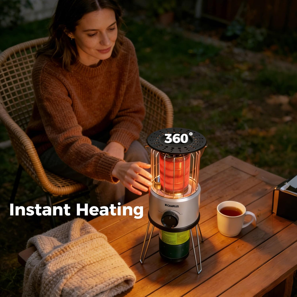 Portable Propane Heater 8500 BTU, 2 Heating Modes Tabletop Outdoor Heater for Camping, Patio, and Outdoor Gatherings