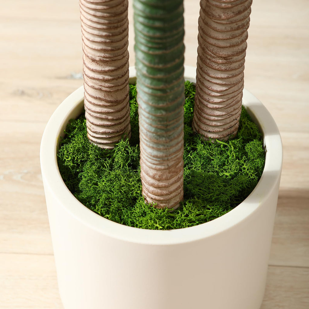 Artificial Dracaena Tree 5ft, Tall Fake Dracaena Plants with White Planter, Faux Dragon Tree Indoor Floor Plant Decor