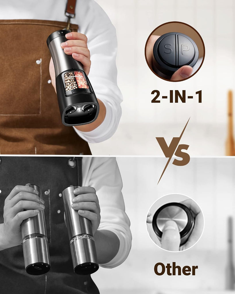 2-in-1 Automatic Electric Salt and Pepper Grinder with LED Light