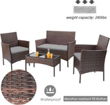 4 Pieces Patio Rattan Chair Wicker, Outdoor Indoor Use Backyard Porch Garden Poolside Balcony Furniture Sets (Grey) A106-B07W4P6BX3