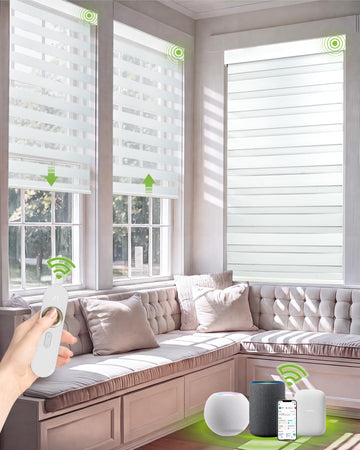 Motorized Zebra Blinds with Remote, Smart Rechargeable Window Shades