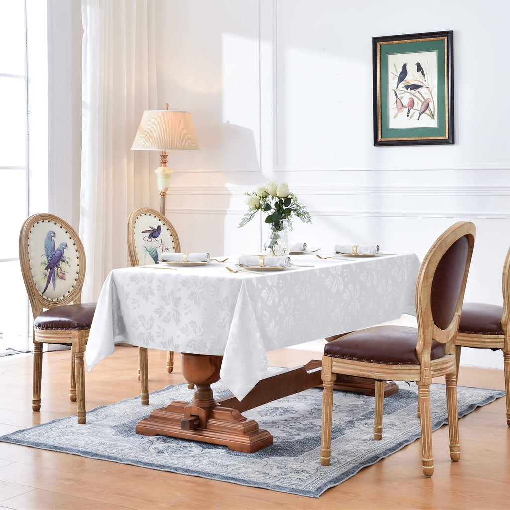 Jacquard Rectangle Tablecloth 60 x 144 Inch, White