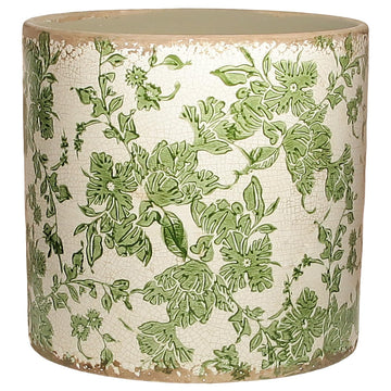 7.7" Large Green Plant Pots, French Country Ceramic Flower Pots