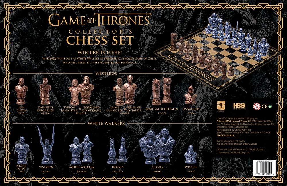 Game of Thrones Collector's Chess Set | 32 Custom Sculpt HBO Game of Thrones TV Characters Chess Pieces | 2 Players