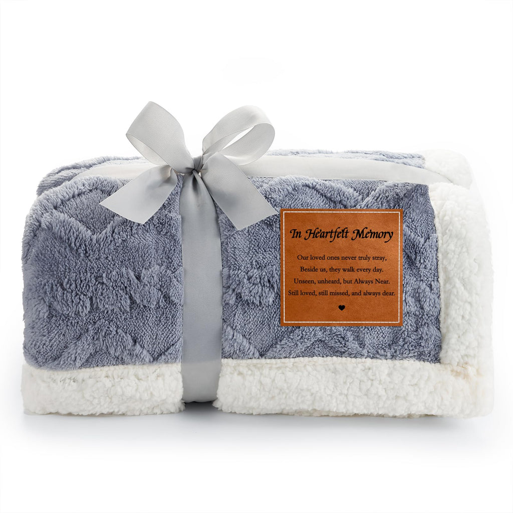 In Heartfelt Memory Blue Memorial Sympathy Blanket, Super Soft Throw for Grief, Unique Bereavement Gift for Loss of