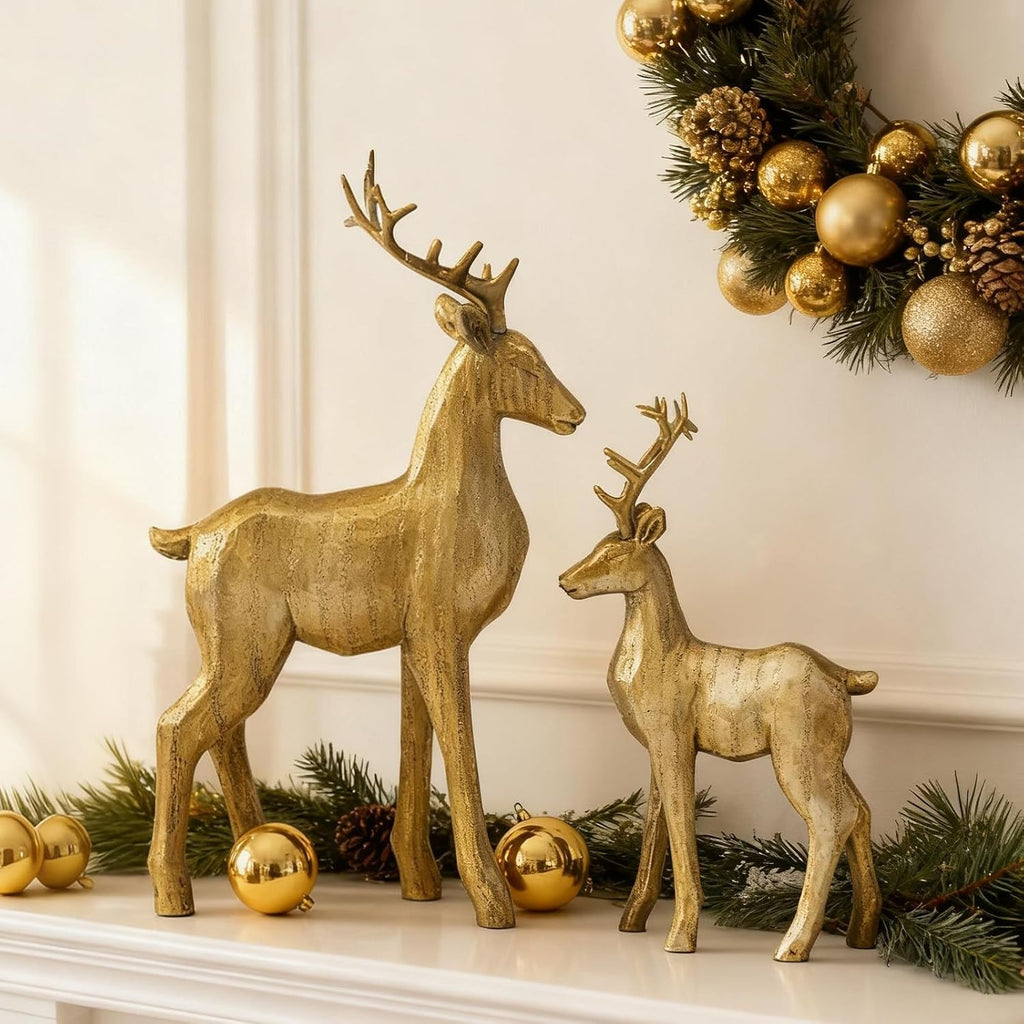 Reindeer Christmas Decoration, Gold Xmas Deer Decor Figurines