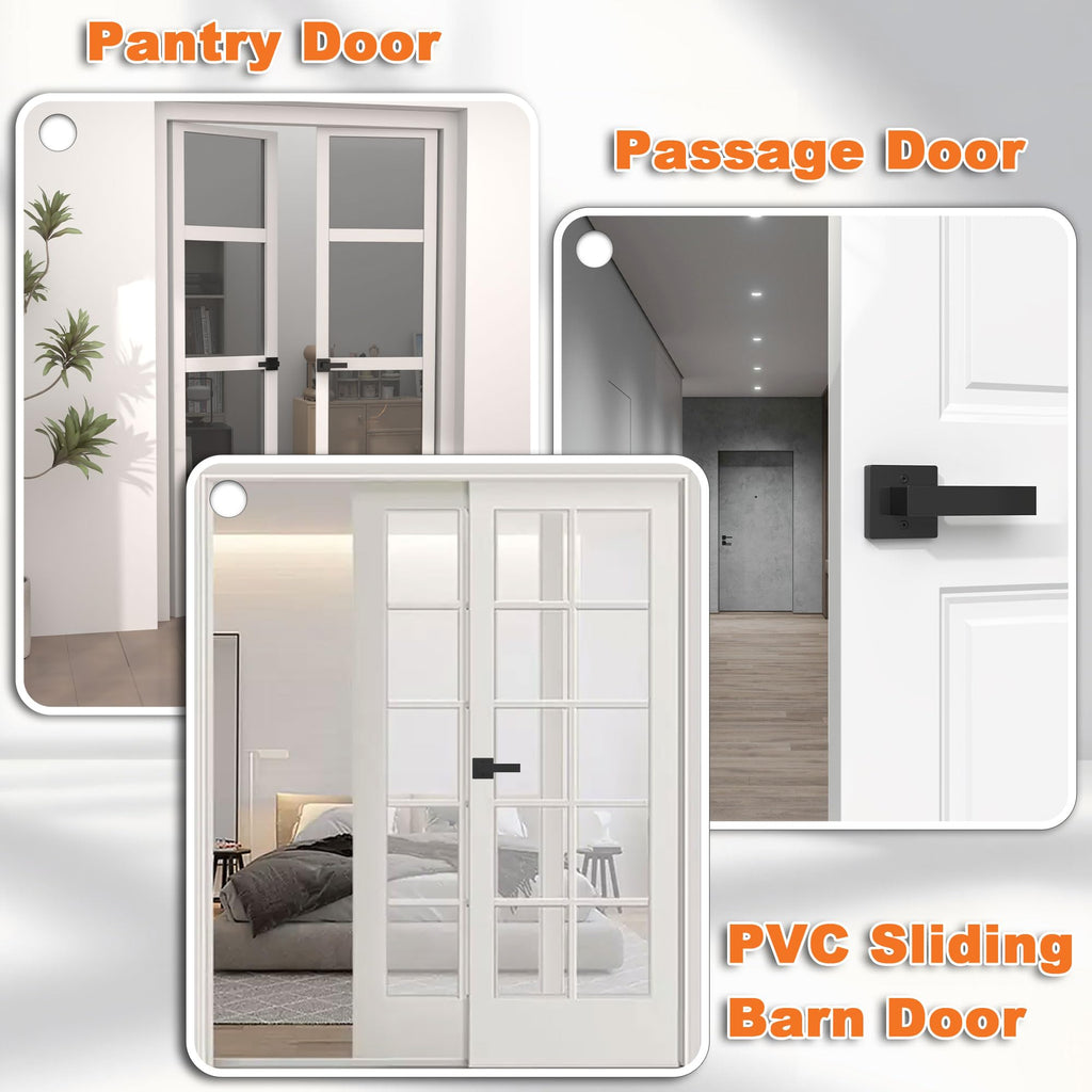 Dummy Door Handles Interior Closet Black Pack of 2 Without Latch