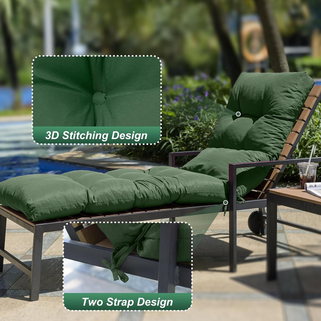 Outdoor Lounge Chair Cushions, 74.4 x 22 x 4.7 Inches Waterproof Fade Resistant Patio Cushion for Chaise Lounger