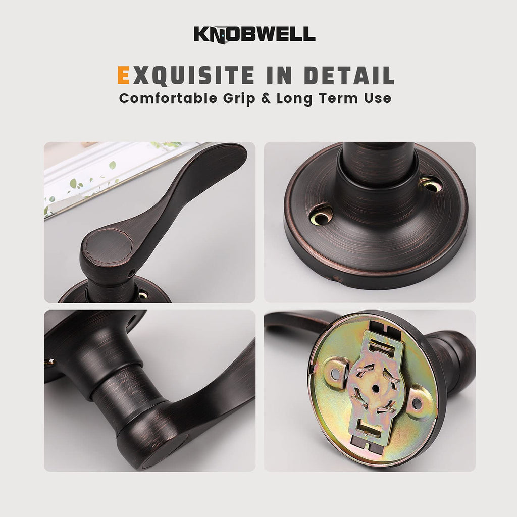 1 Pack Dummy Door Handle Lever Door Handle - Leversets for Closets/Hallway with a Oil Rubbed Bronze Finish, Levers
