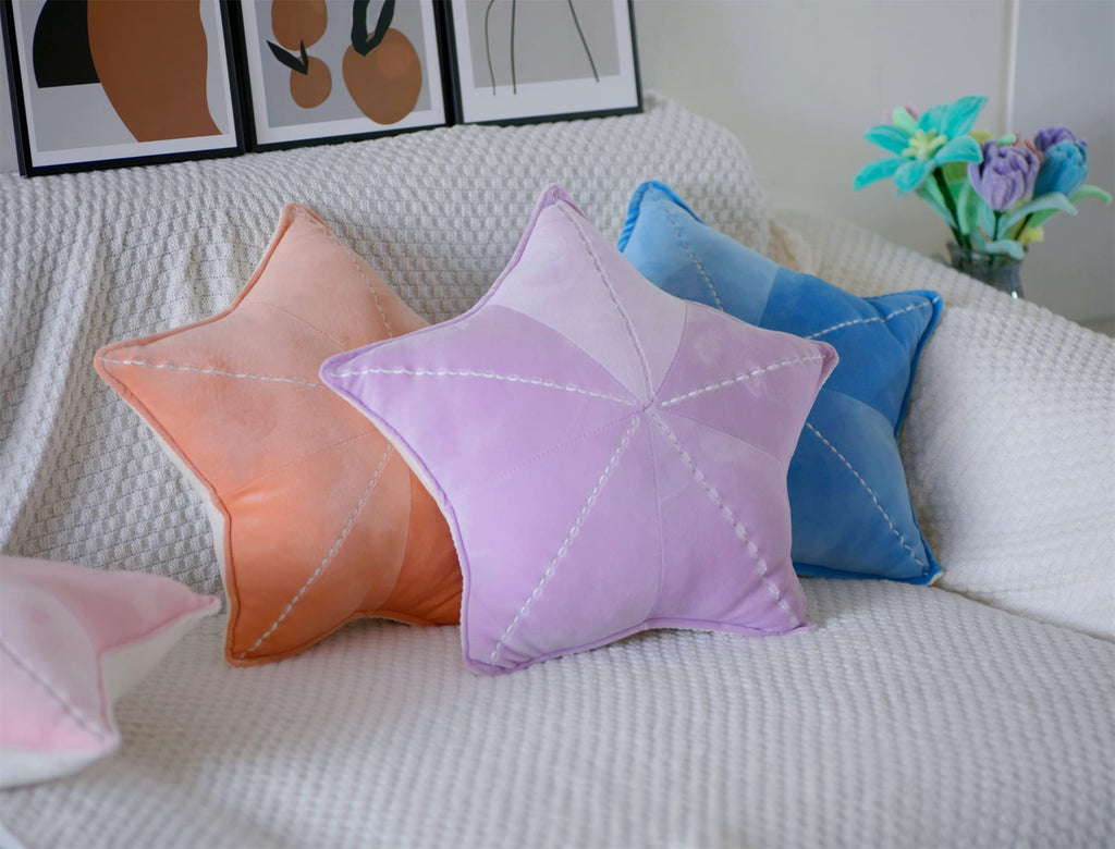 Starfish Shell Pillow Floor Pillow Sofa Cushion Reading Pillow Car Cushion (Light Purple, 19.6in)