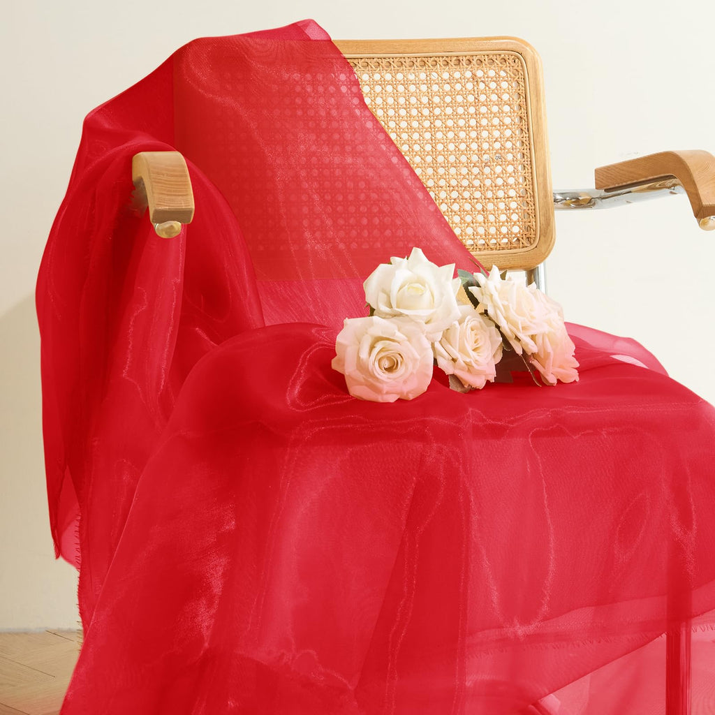 Red Sheer Organza Fabric by The Yard, 3Yards x 60In Wide