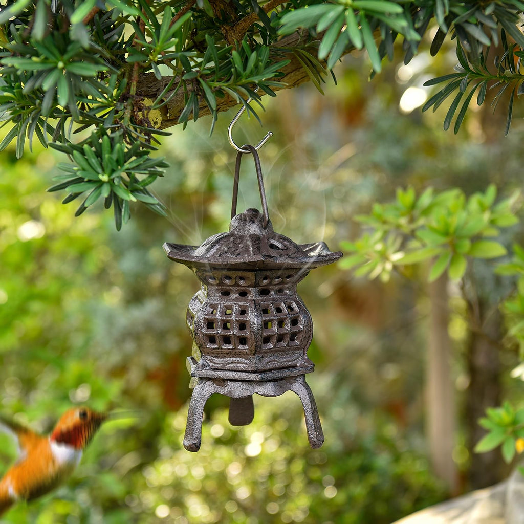 Cast Iron Lantern, Rustic Brown - Palace Hanging Candle Holder