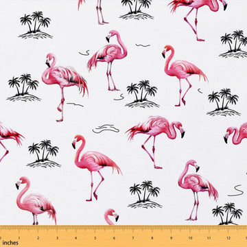 Flamingo Pink Girls Palm Tree Fabric by The Yard 3 Yards Tropical Leaves