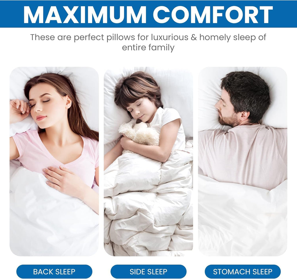 Bed Pillows for Sleeping (White), Queen Size Set of 4, Hotel Pillow, Cooling Pillows for Side, Back or Stomach