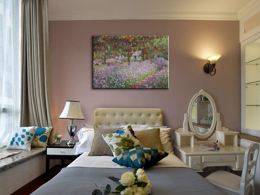 Irises in Monet's Garden, 1900 by Claude Monet - Large Canvas Art Bathroom Wall Decor Painting Print Framed Bedroom
