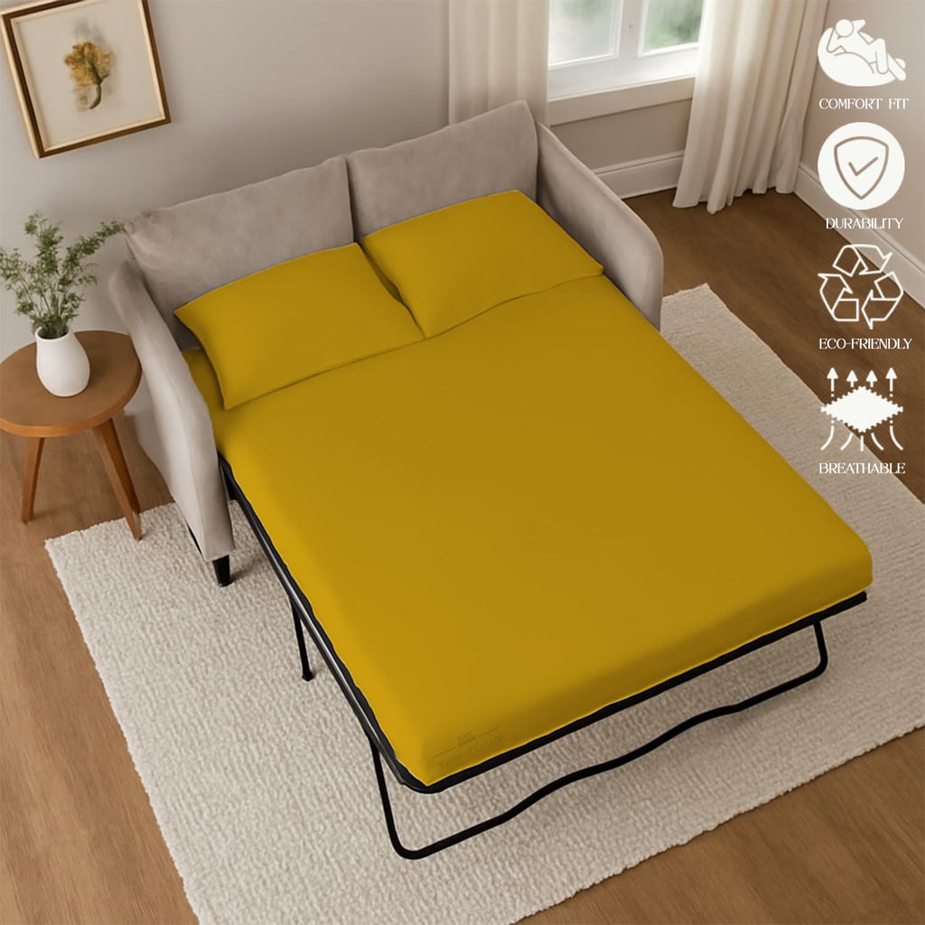 Gold Solid Full Sleeper Sofa Bed Sheets 100% Egyptian Cotton 600 TC