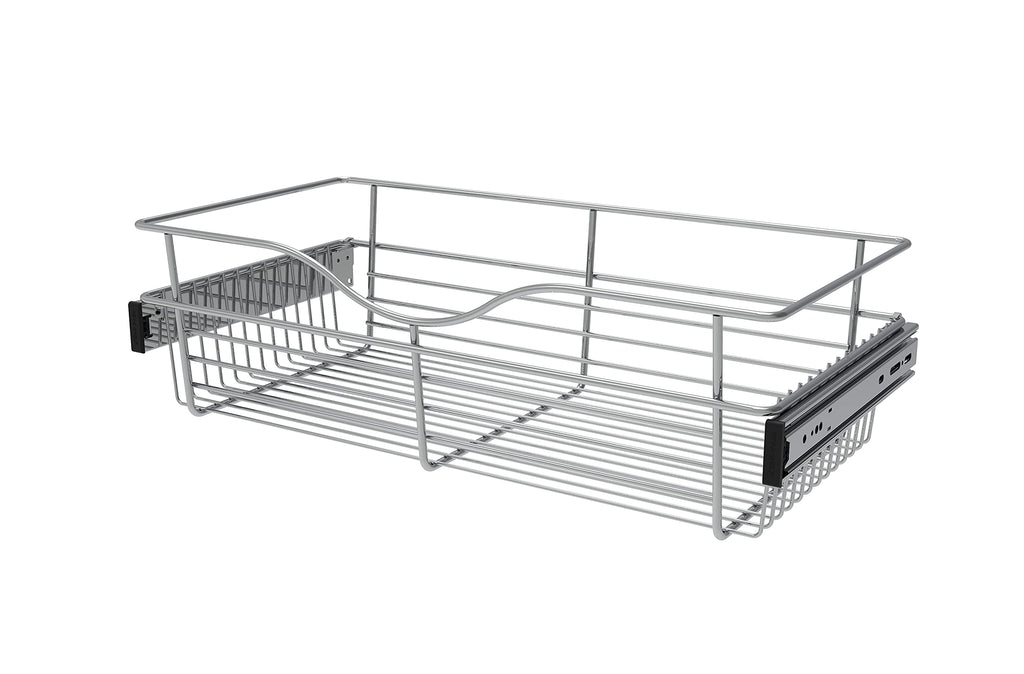 Chrome 24" Wire Pullout Basket for 12" Deep Closet - 7" H