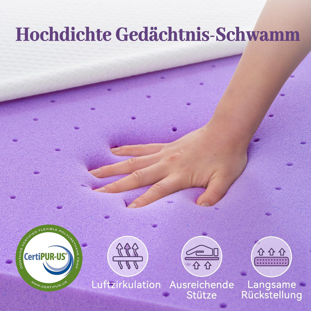 3 Inch Gel Memory Foam Mattress Topper Queen Size, Ventilated High Density Pad for Back Pain, Bed Topper with