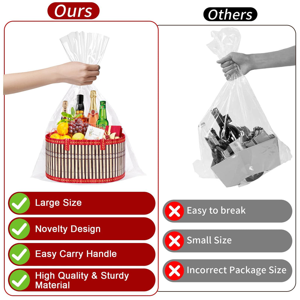 2 Set Baskets for Gifts Empty, Woven Bamboo Gift Basket Empty Large with Handles, Sturdy Gift Basket Kit Empty to