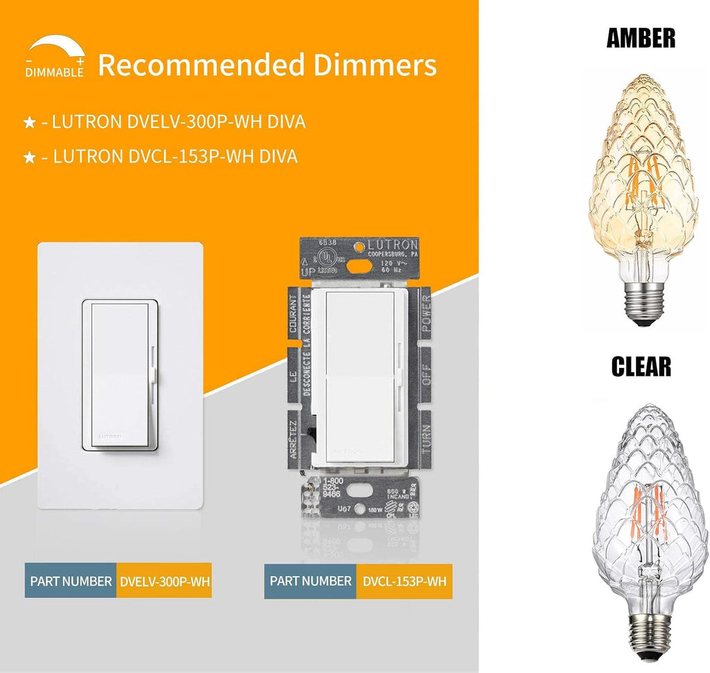 Vintage LED Edison Bulb G30 4W Dimmable LED Filament Bulb Pinecone Shaped Light Bulb 2300K Warm White E26 400LM