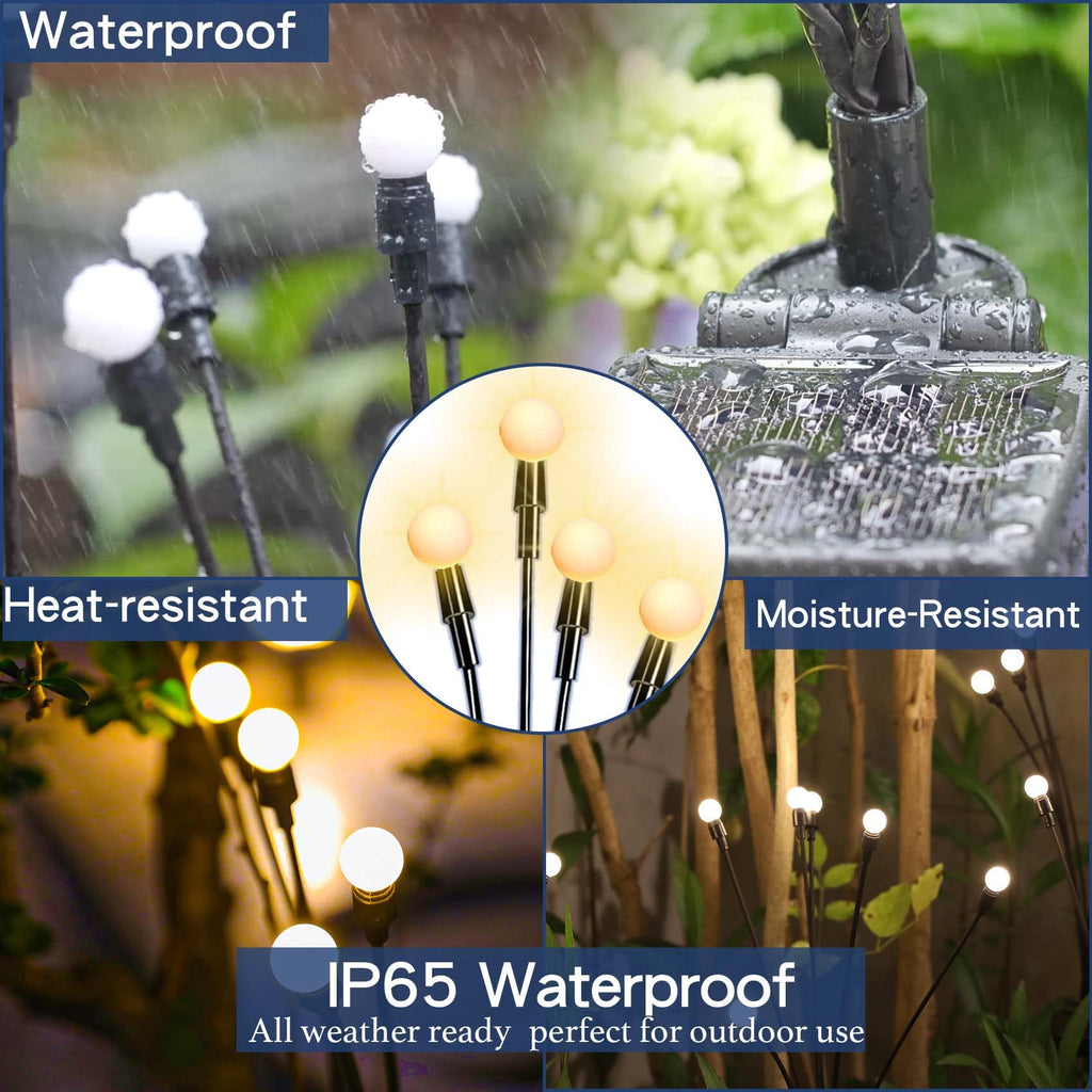 Solar Lights Outdoor, Solar Garden Firefly Lights (8 Pack, 64 LEDs)