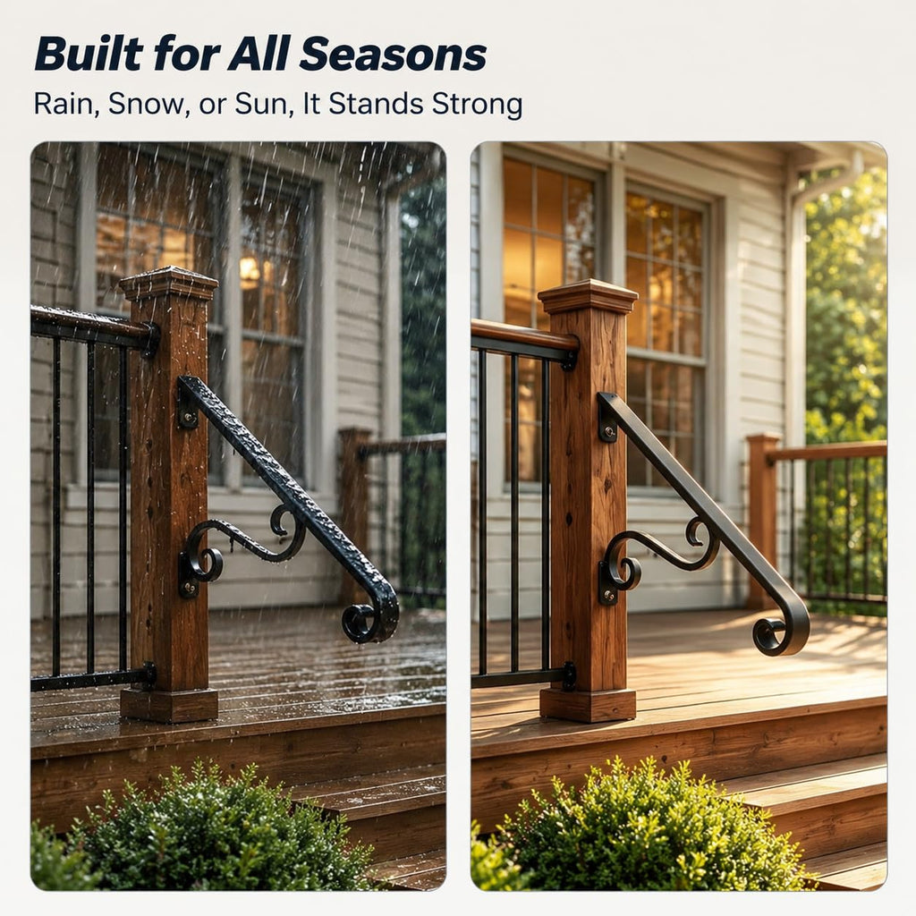 Outdoor Stair Handrails, 1-2 Steps Art Porch Handrails