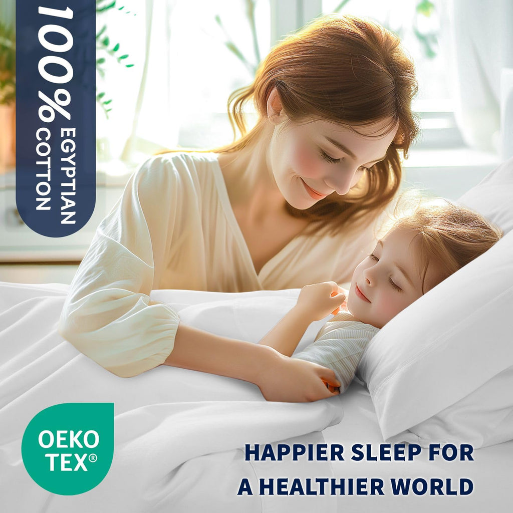 100% Egyptian Cotton Sheets Set (White, California King)