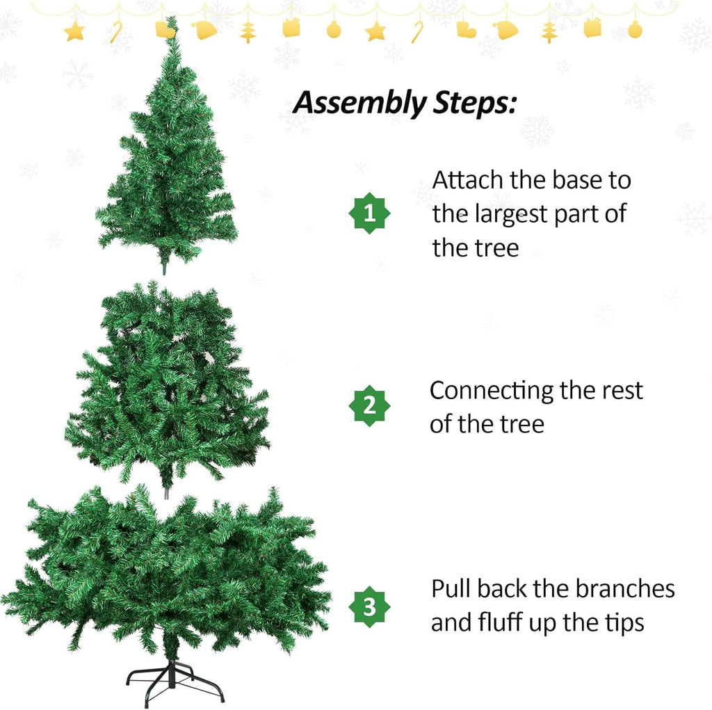 Artificial Holiday, 7ft Premium Spruce Artificially Hinged Christmas Pine Tree with 1000 Branch Tips, Metal Hinges