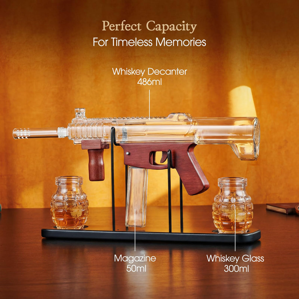 Cool Whiskey Decanter Gift Set with 2 Grenade Glass