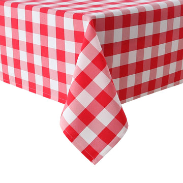 Red and White Checkered Tablecloth Rectangle 60 x 84 Inch