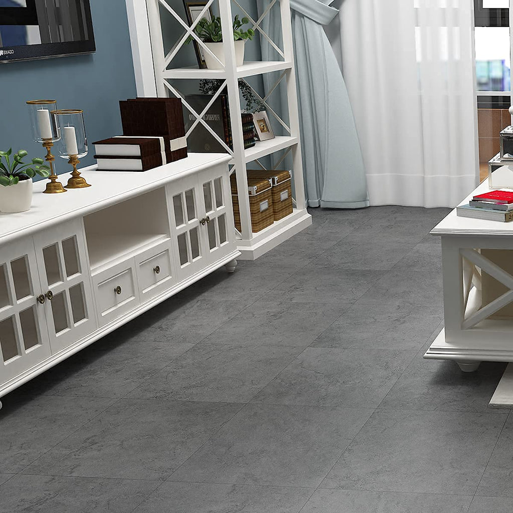 16-Pack Grey Slate Flooring Peel and Stick Floor Tile Waterproof Vinyl Flooring Sheet Self Adhesive Floor Tiles