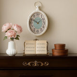 ZENFUN Oval Retro Wall Clock, Rustic Silent Clocks, Elegant Vintage Style, White Antique Design