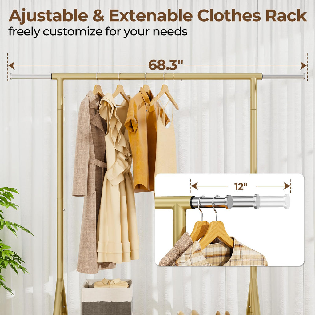 Heavy Duty Clothes Rack Load 450 LBS, Metal Garment Rack, Standing Rolling Clothing Rack for Hanging Clothes with