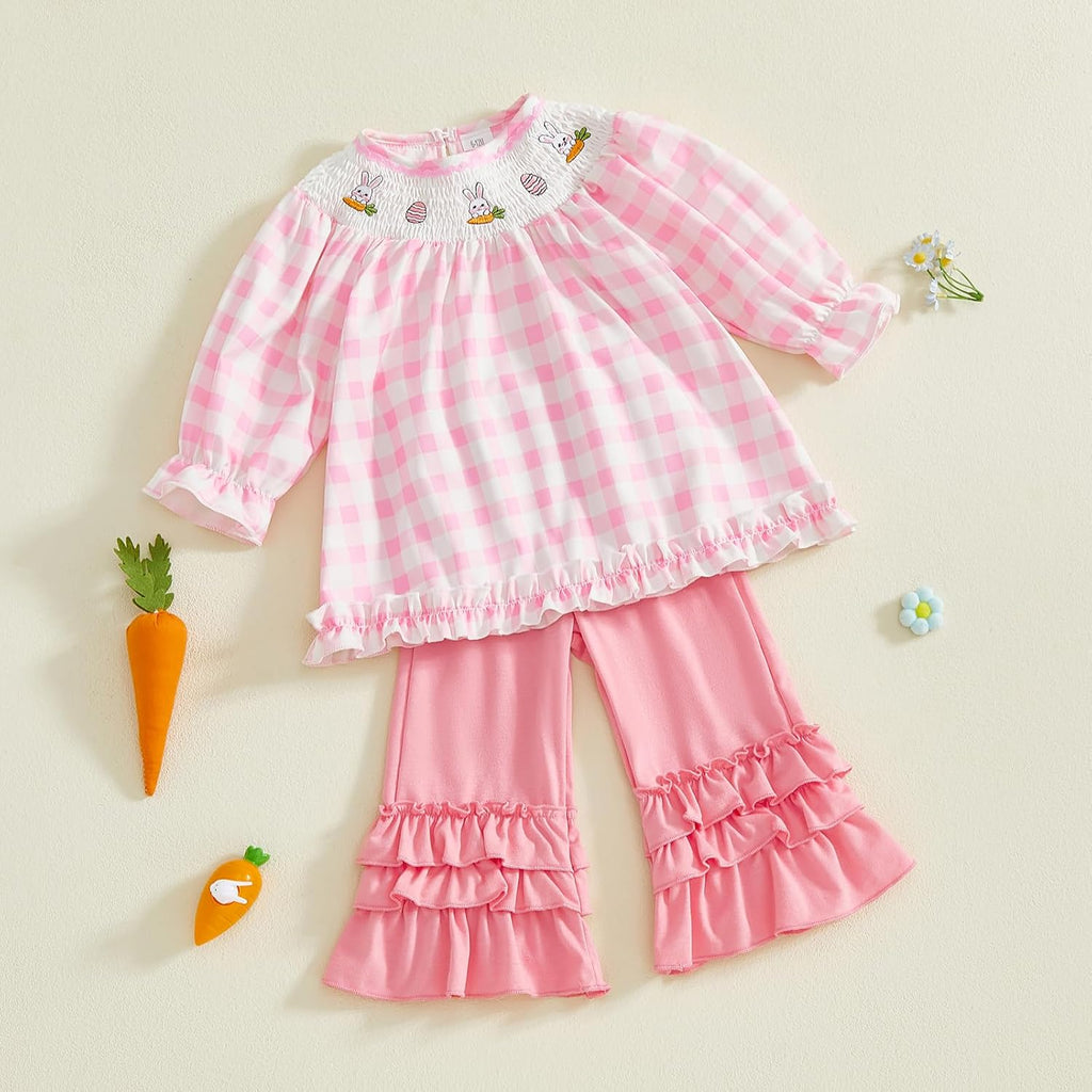 Toddler Baby Girl Outfit Shirts Tunic Top and Ruffle Pants Set