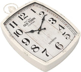 Menterry Large Retro Rectangle Wall Clock, White Antique Vintage Style