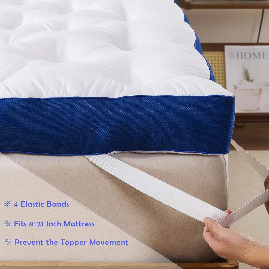 5 Inch Memory Foam Mattress Topper Queen for Back Pain, Filled with Flfuffy Soft Breathable Stuffing, Thick