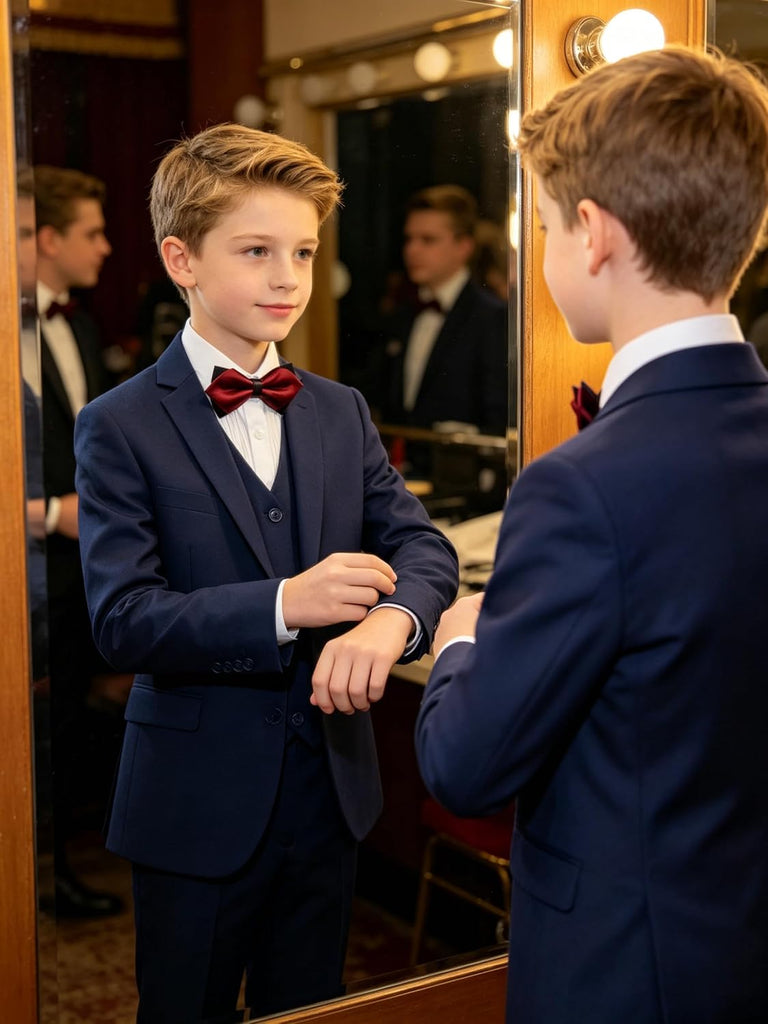 Boy's Formal Suit Set, Slim Fit Suits for Kids, 5 Pieces Boys Tuxedo Set