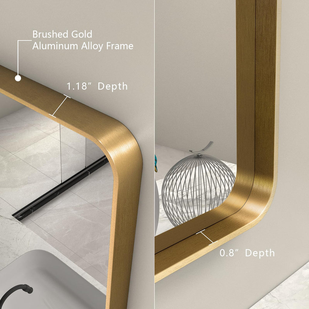 48x40 Inch Brushed Gold Bathroom Vanity Mirror