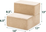 Foam 13 Inch 2-Step Step Pet Stairs / Pet Ramp for Cats and Dogs, Extra Small, Beige