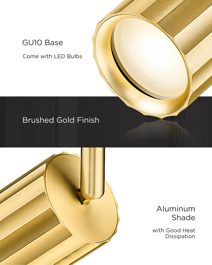 LED Track Lighting Fixtures, Bulb Included, Brushed Gold