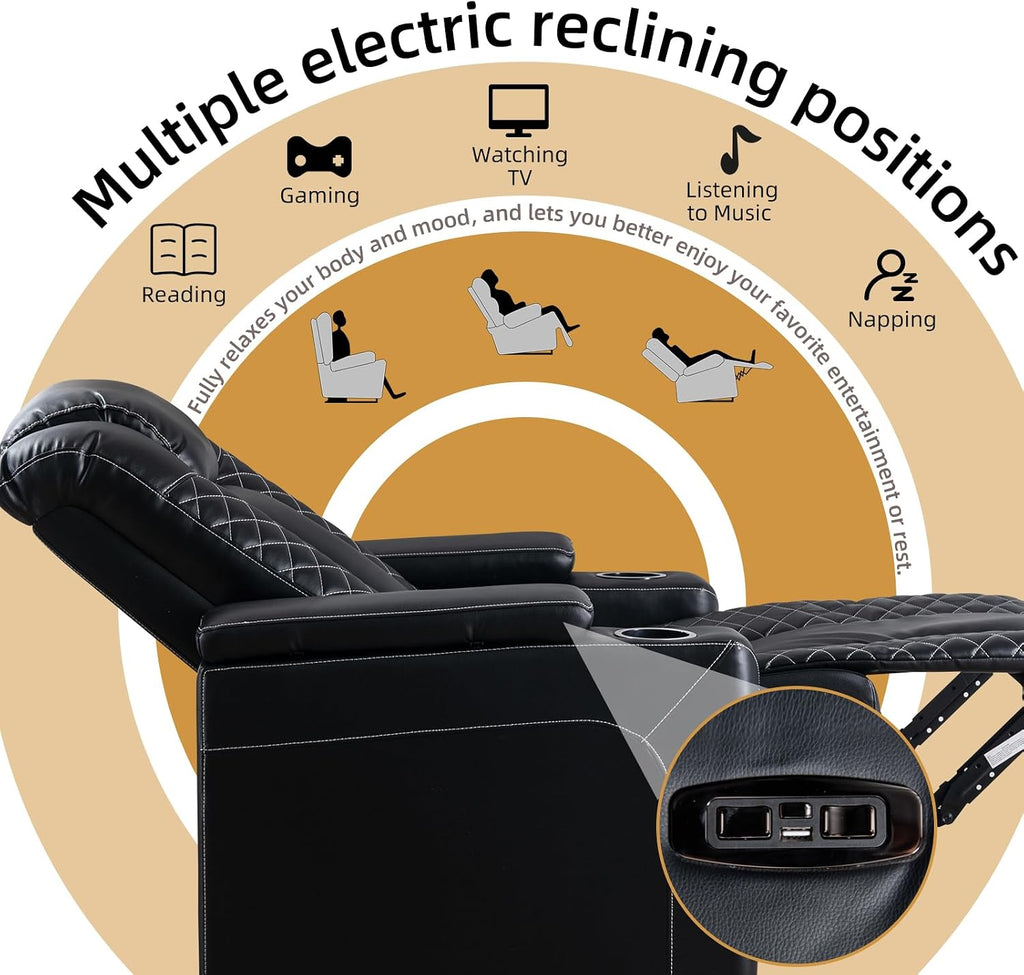 Electric Power Recliner Chairs with USB Ports and Cup Holders