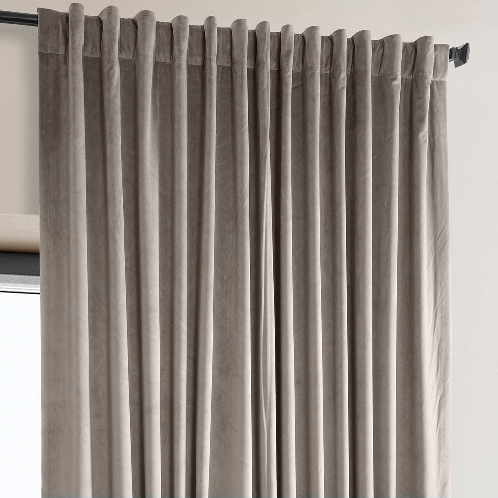 Plush Velvet Blackout Curtains (1 Panel) - 100W X 84L, Library Taupe