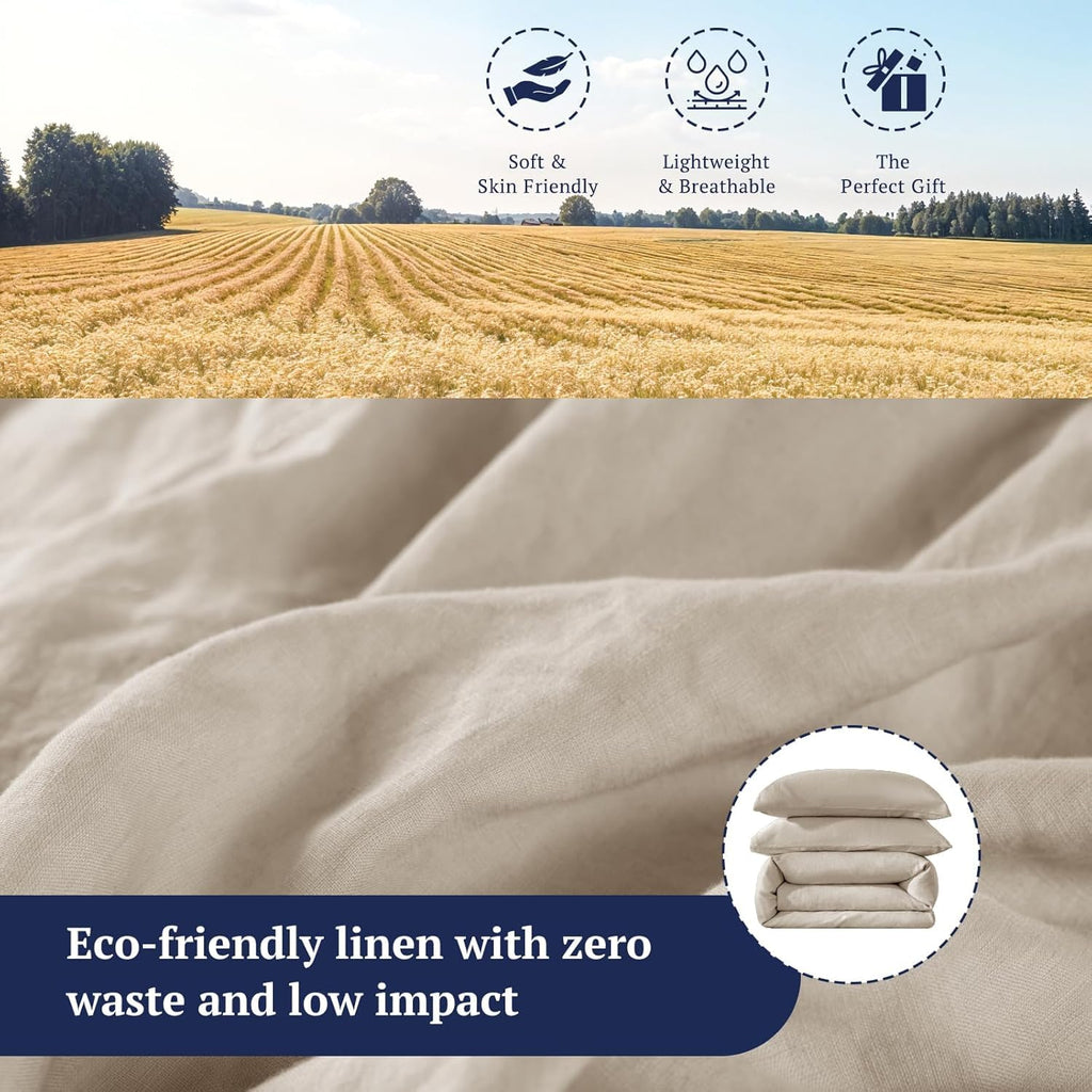 100% Linen Duvet Cover Set, Linen