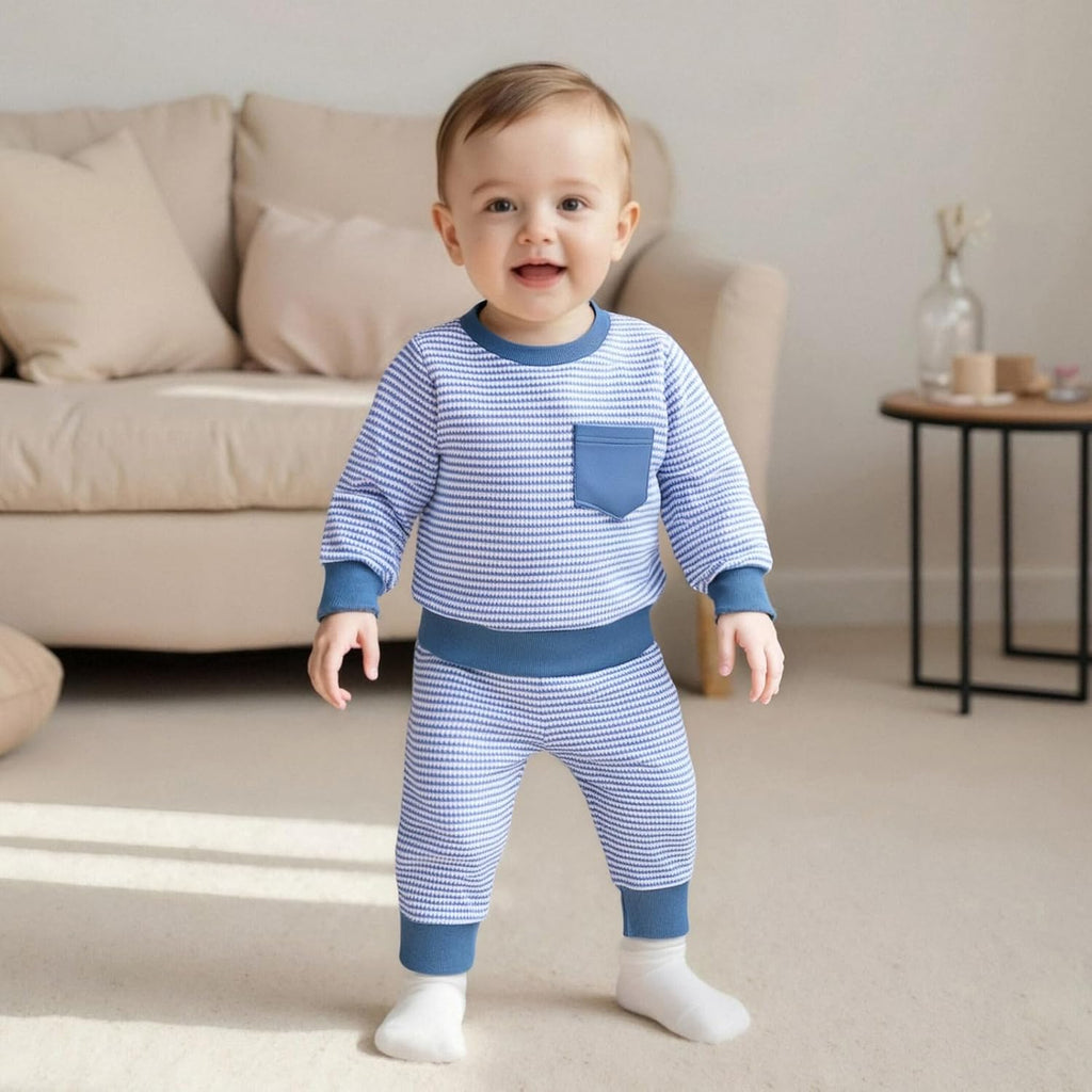 Baby Boy Fall Clothes Long Sleeve Toddler Boy Waffle Sweatshirt Pullover Tops Pants Infant Fall Winter Outfits